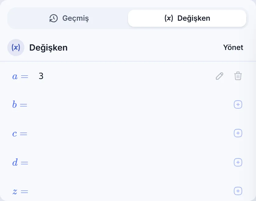 1. adımdan sonra hesap makinesi ekranı
